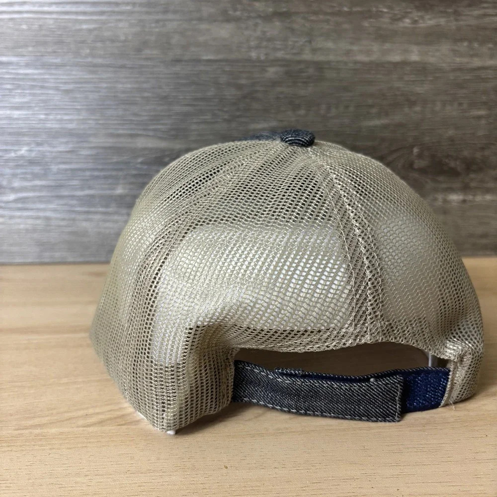 Panera Hat Cap Strap Back Blue Denim Mesh Trucker Embroidered Patch Adjustable